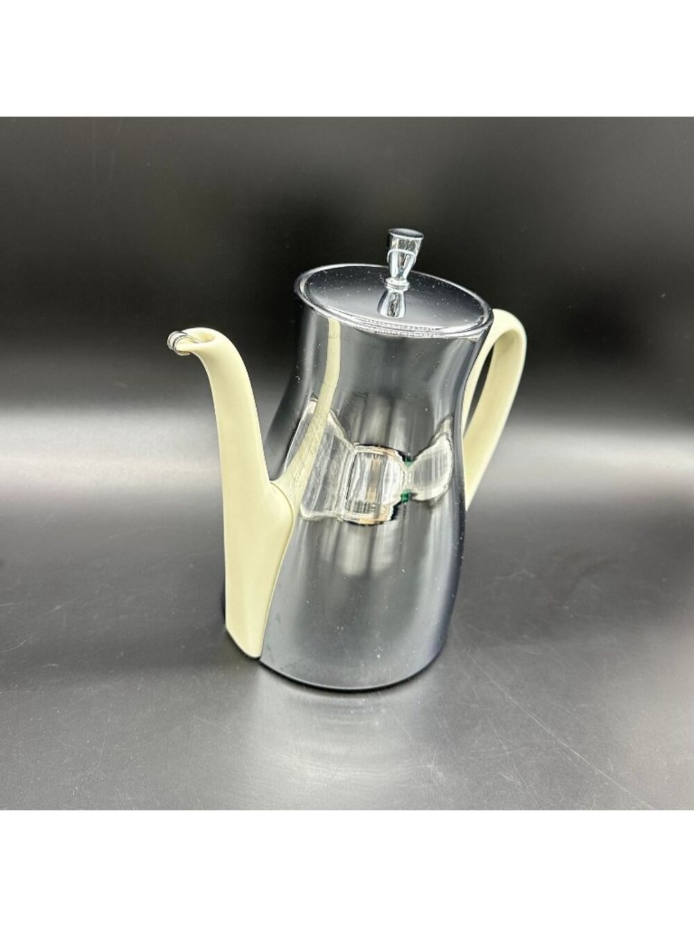Vintage Furstenberg Germany Porcelain Chrome Coffee Pot Thermos Mid Century 50s
